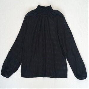 Mossimo & Co. Women's Semi Sheer Black Damask/ Embossed Long Sleeve Blouse S